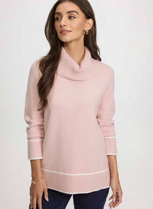 Contrast Cowl Neck Sweater
